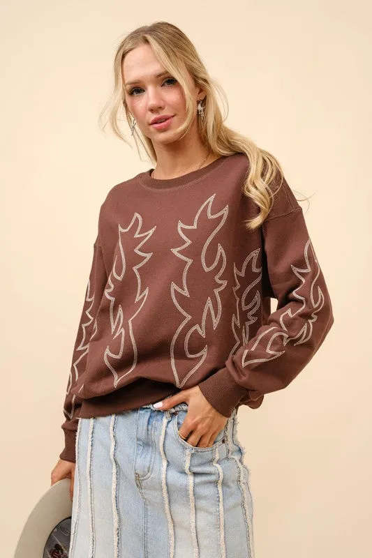 NEW!! Western Stitch Sweatshirt in Brown