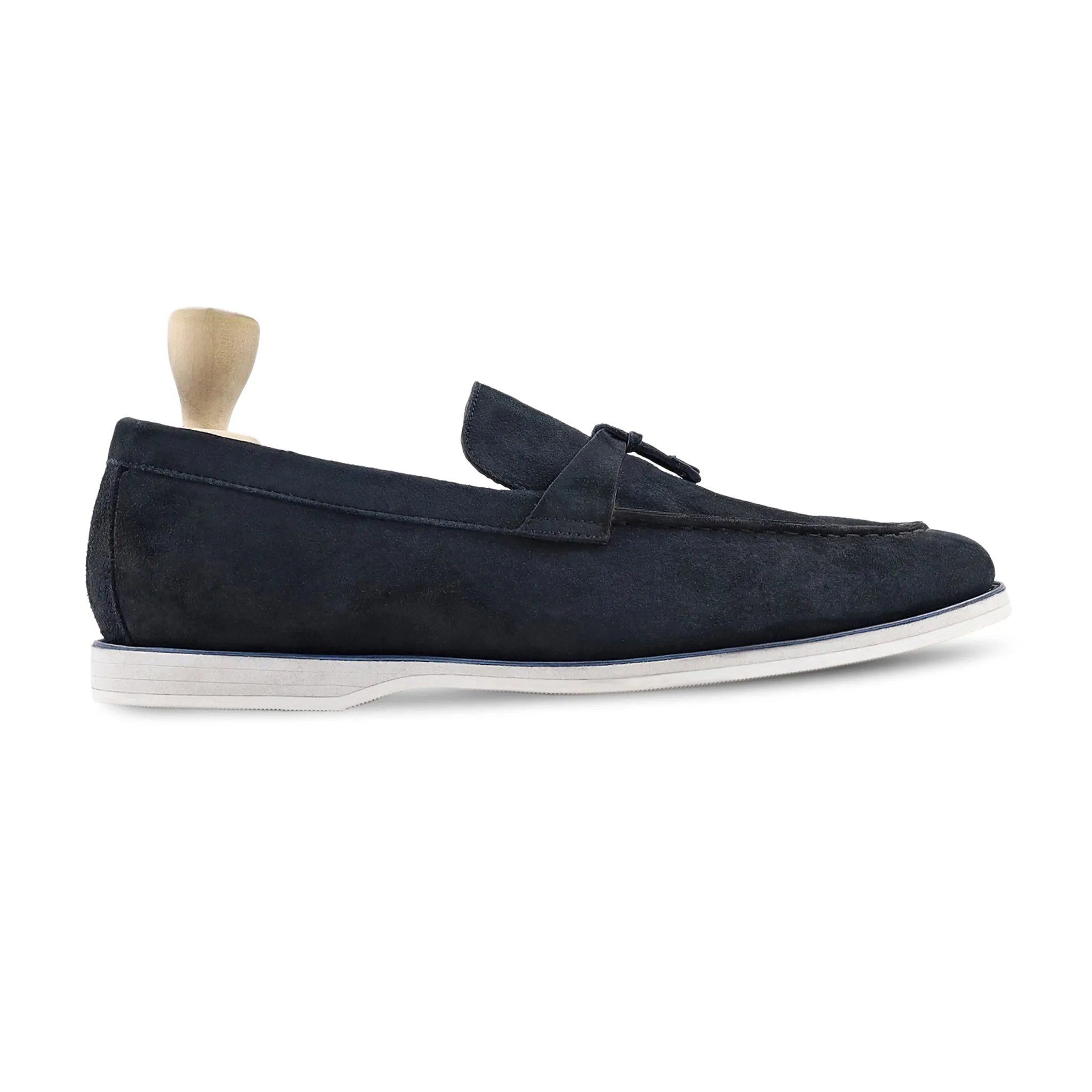 Percy - Men's Navy Blue Kid Suede Loafer