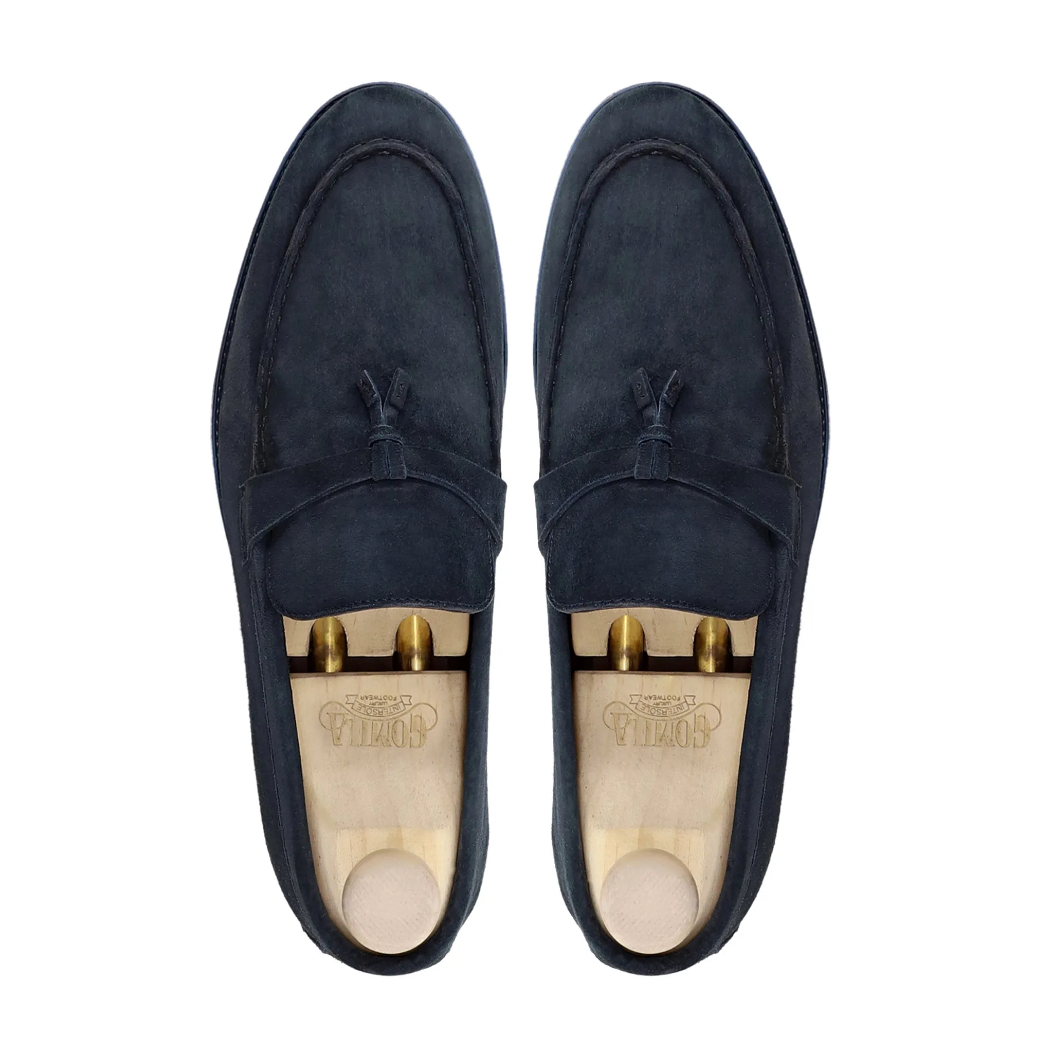 Percy - Men's Navy Blue Kid Suede Loafer