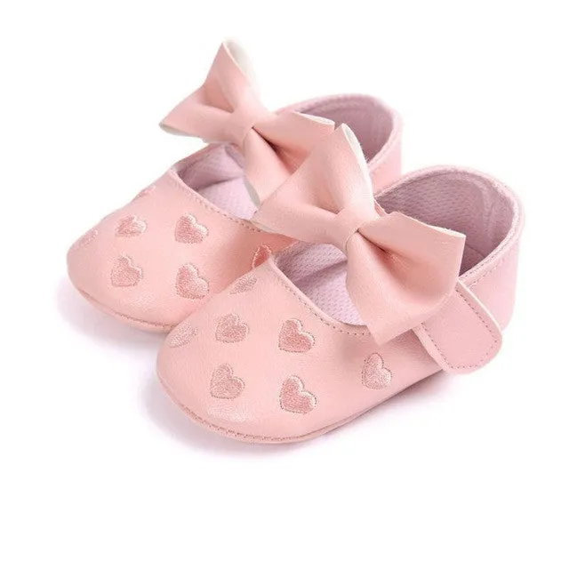 PU Leather Baby Girl Shoes Newborn Baby Moccasins Soft Moccs Shoes Bow Fringe Soled Non-slip Footwear Crib Shoes