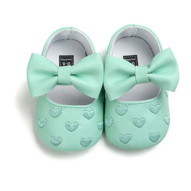 PU Leather Baby Girl Shoes Newborn Baby Moccasins Soft Moccs Shoes Bow Fringe Soled Non-slip Footwear Crib Shoes