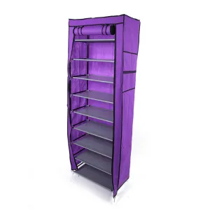 RONSHIN 10-layer Shoe Rack Room-Saving Shoe Cabinet Purple