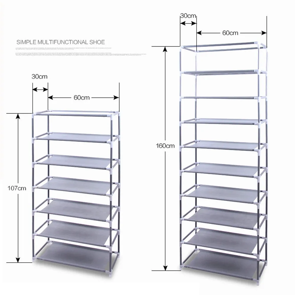 RONSHIN 10-layer Shoe Rack Room-Saving Shoe Cabinet Wine Red