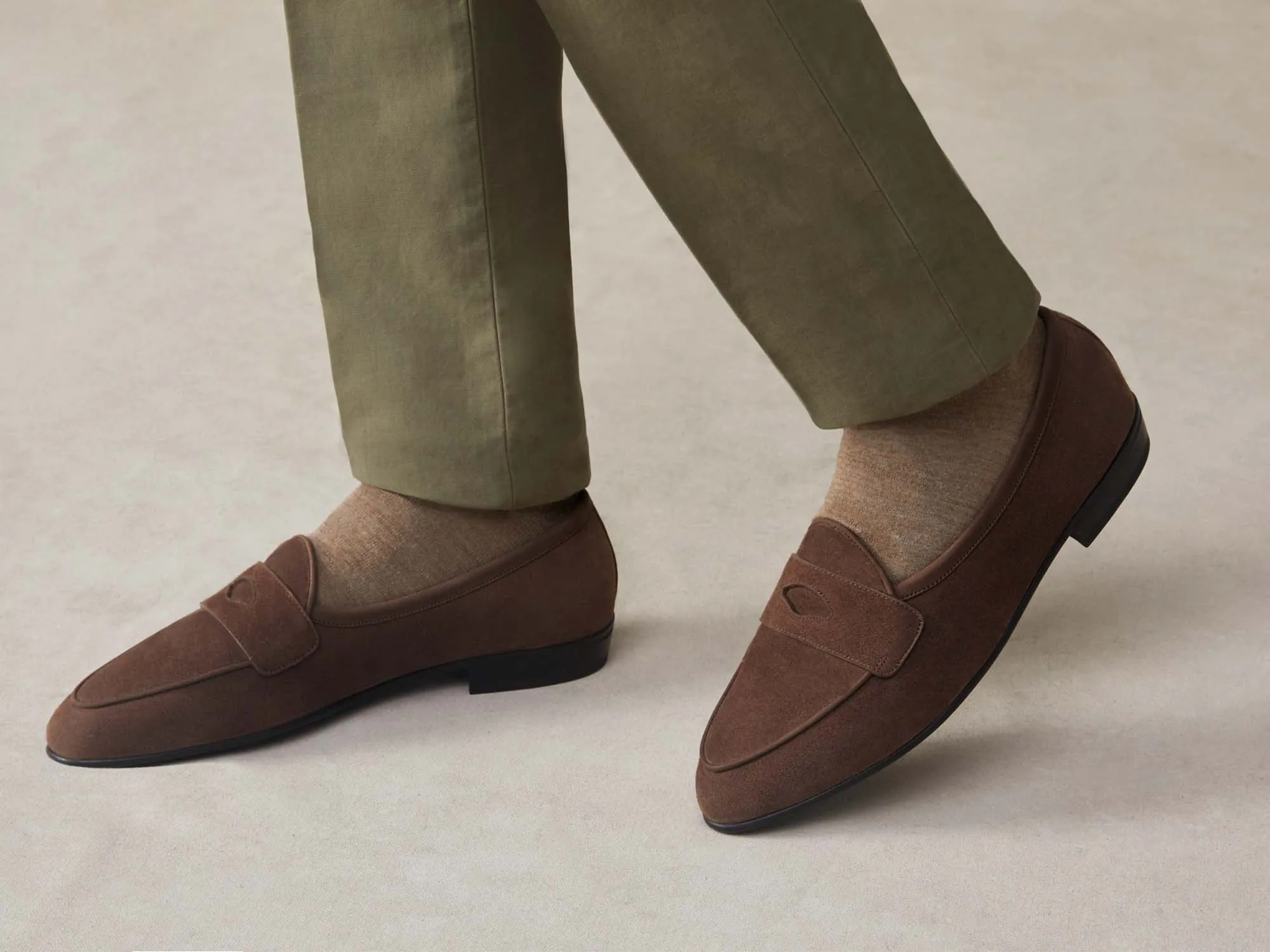 Sagan Classic Ginkgo Loafers in Deep Taupe Asteria Suede with Rubber Sole