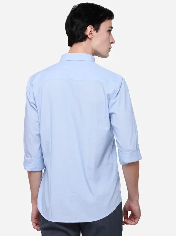 Sky Blue Smart Fit Striped Casual Shirt | Greenfibre