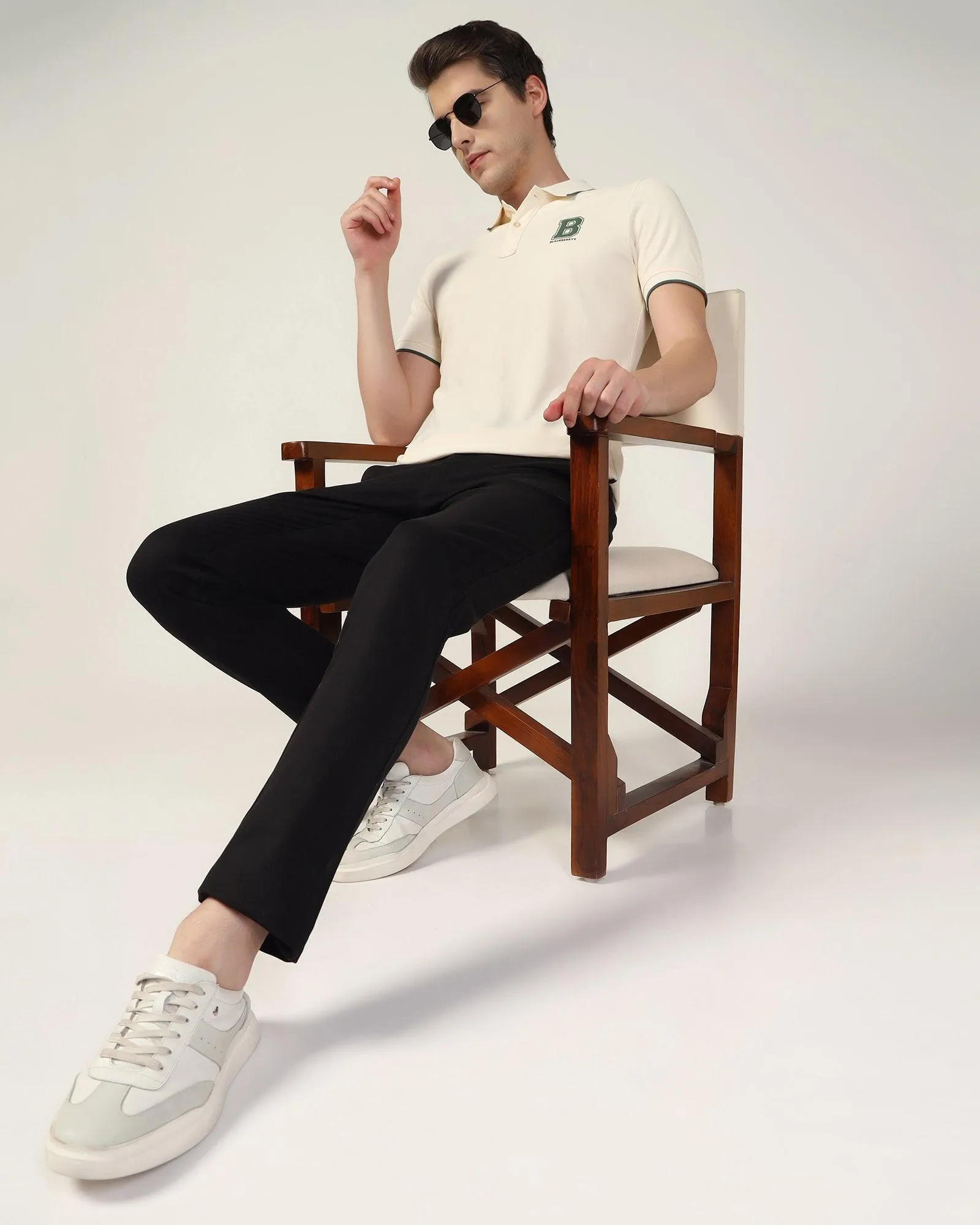 Slim Fit B-91 Casual Black Solid Khakis - Mint