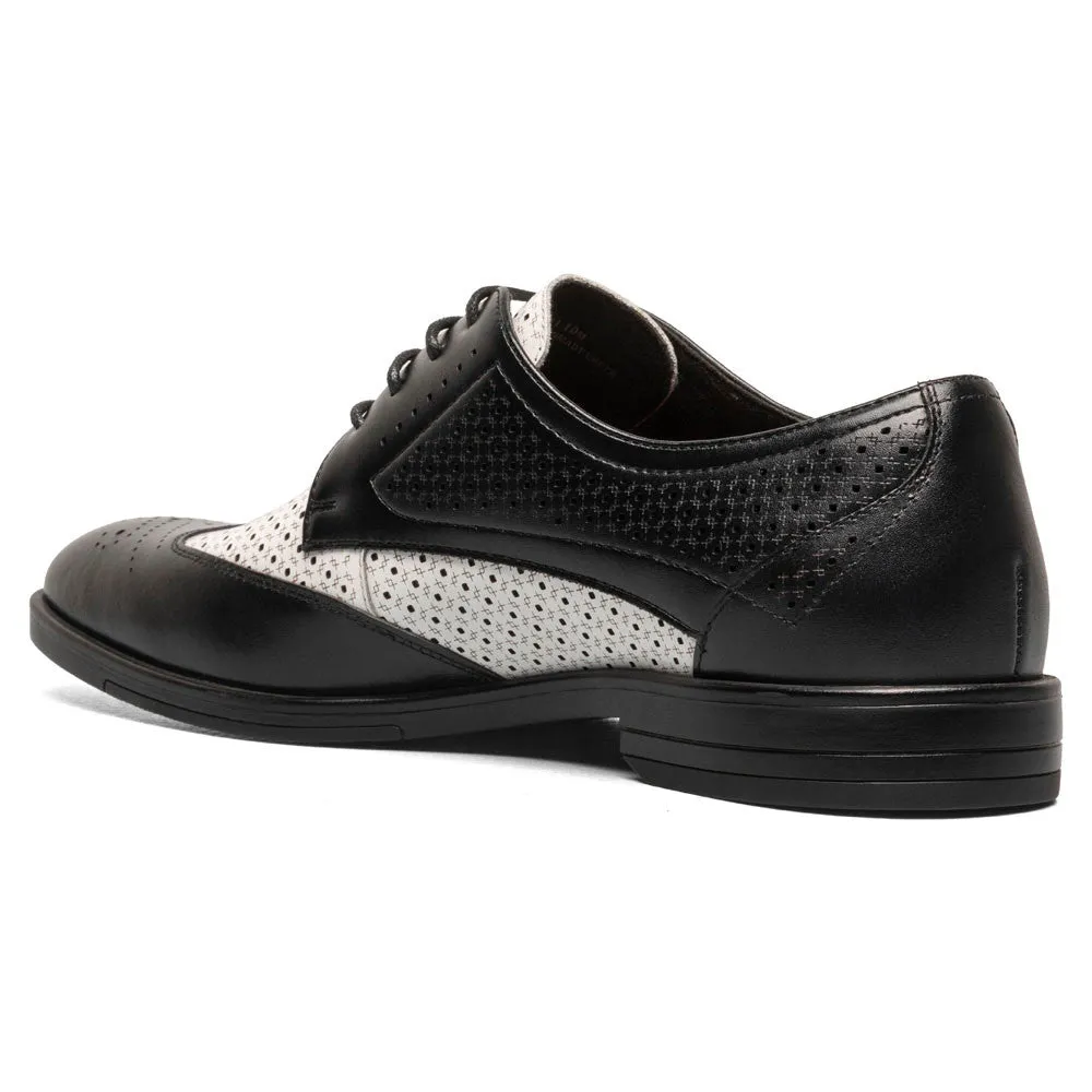 Stacy Adams Black and White Asher Wingtip Lace Up Shoes