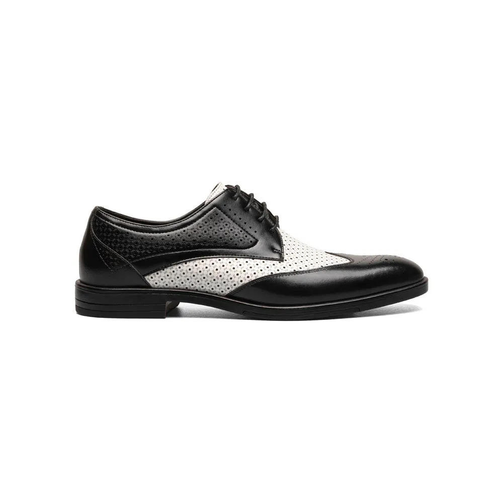 Stacy Adams Black and White Asher Wingtip Lace Up Shoes