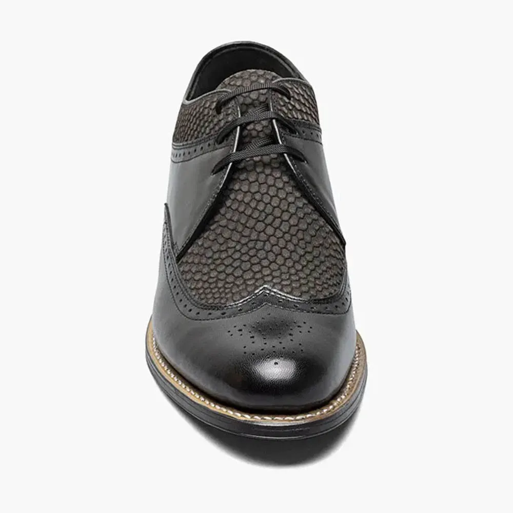 Stacy Adams DAYTON Black/ White Python Print Wingtip Oxford Shoes