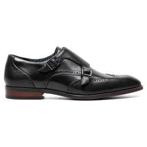 Stacy Adams Karson Black Wingtip Double Monk Strap Shoes