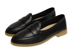 Stride Penny Loafers in Black Milled Calf Natural Sole