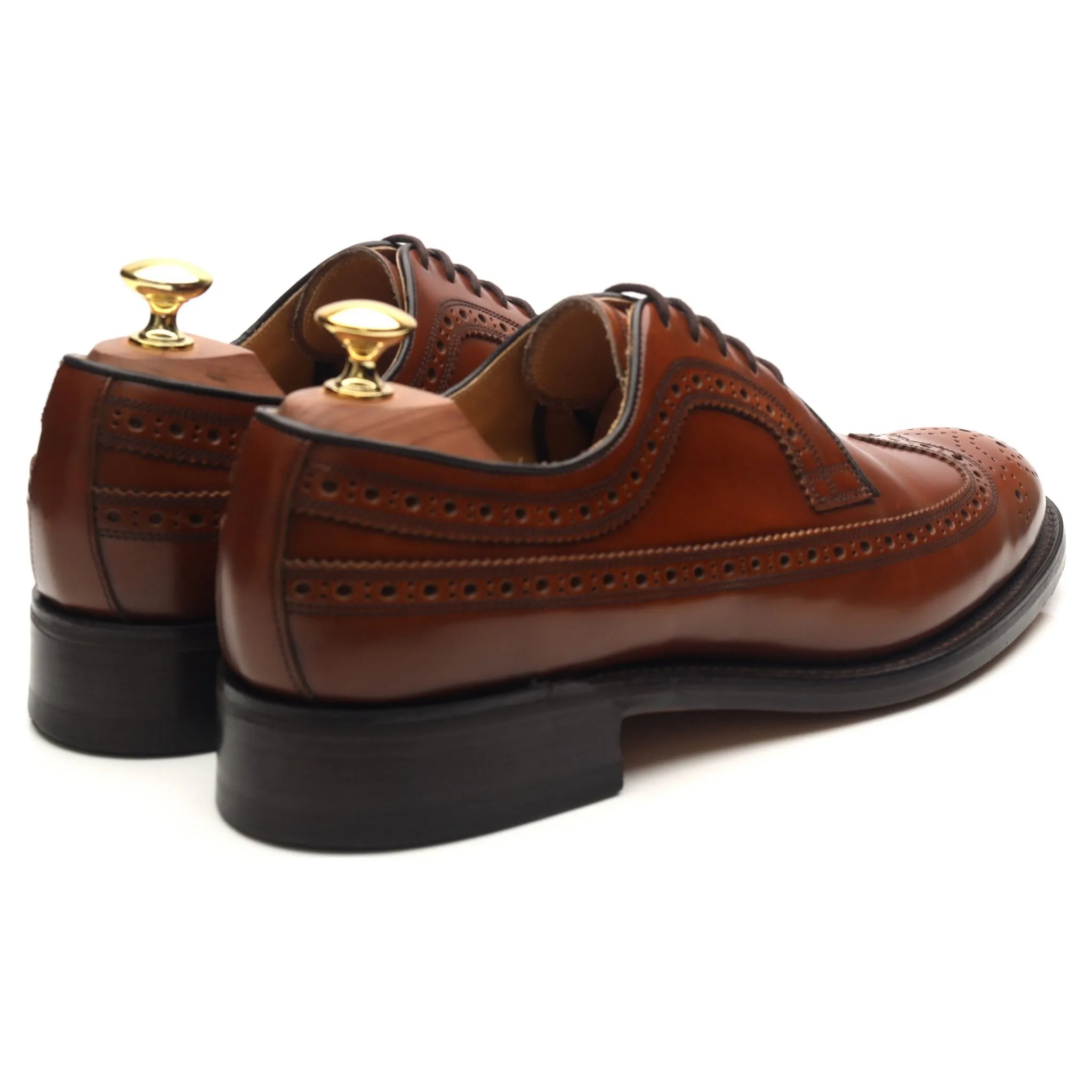 Tan Brown Leather Derby Brogues UK 8 F