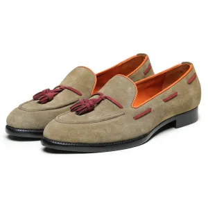 Tassel Loafers - Olive Suede