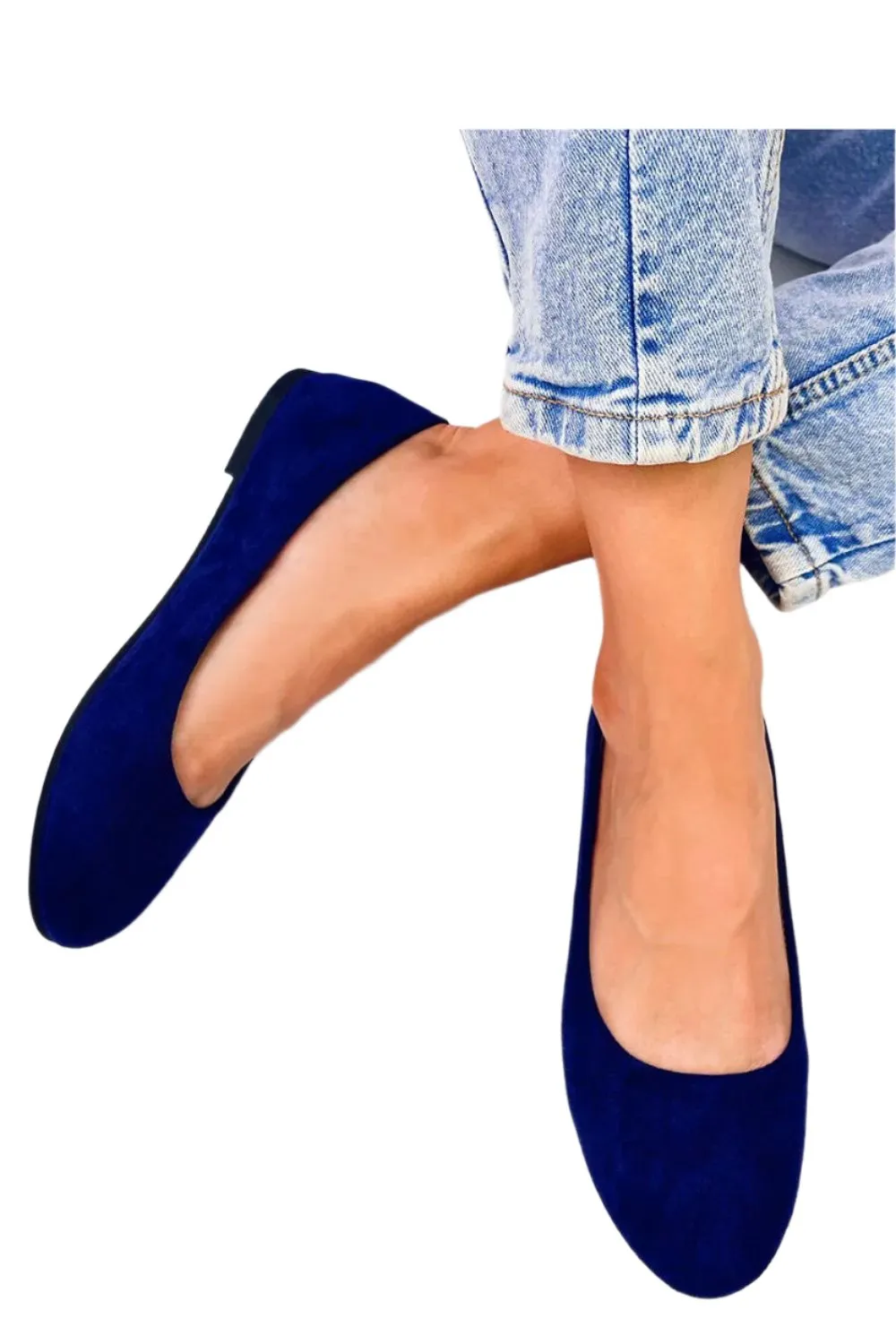 TEEK - Navy Blue Suede Ballet Flats