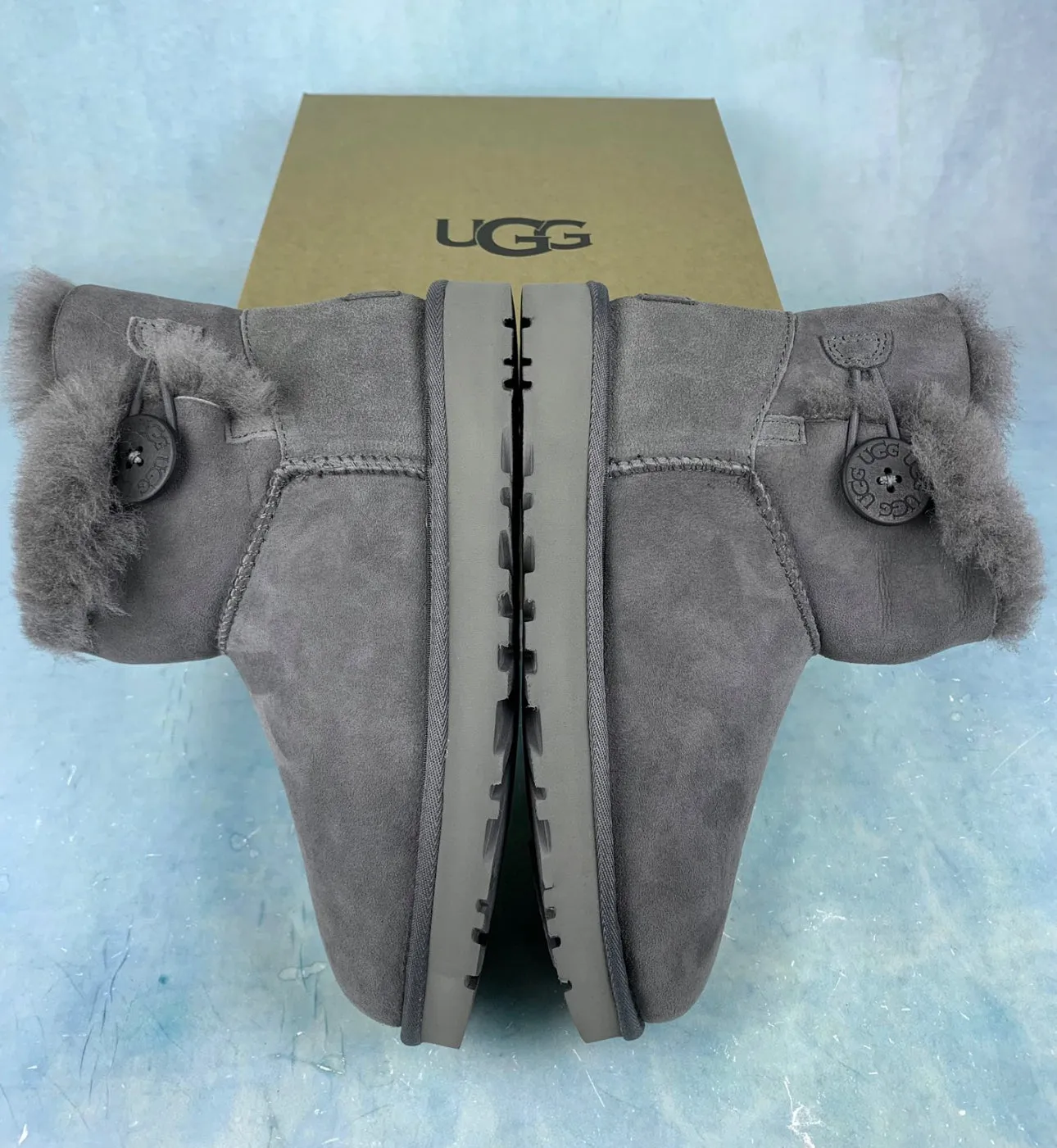 UGG Mini Bailey Button II (Furry Top) – Cozy Sheepskin Ankle Boots