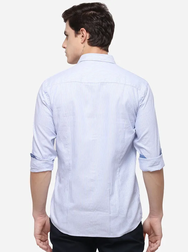 White Tailored Fit Striped Casual Shirt | JadeBlue