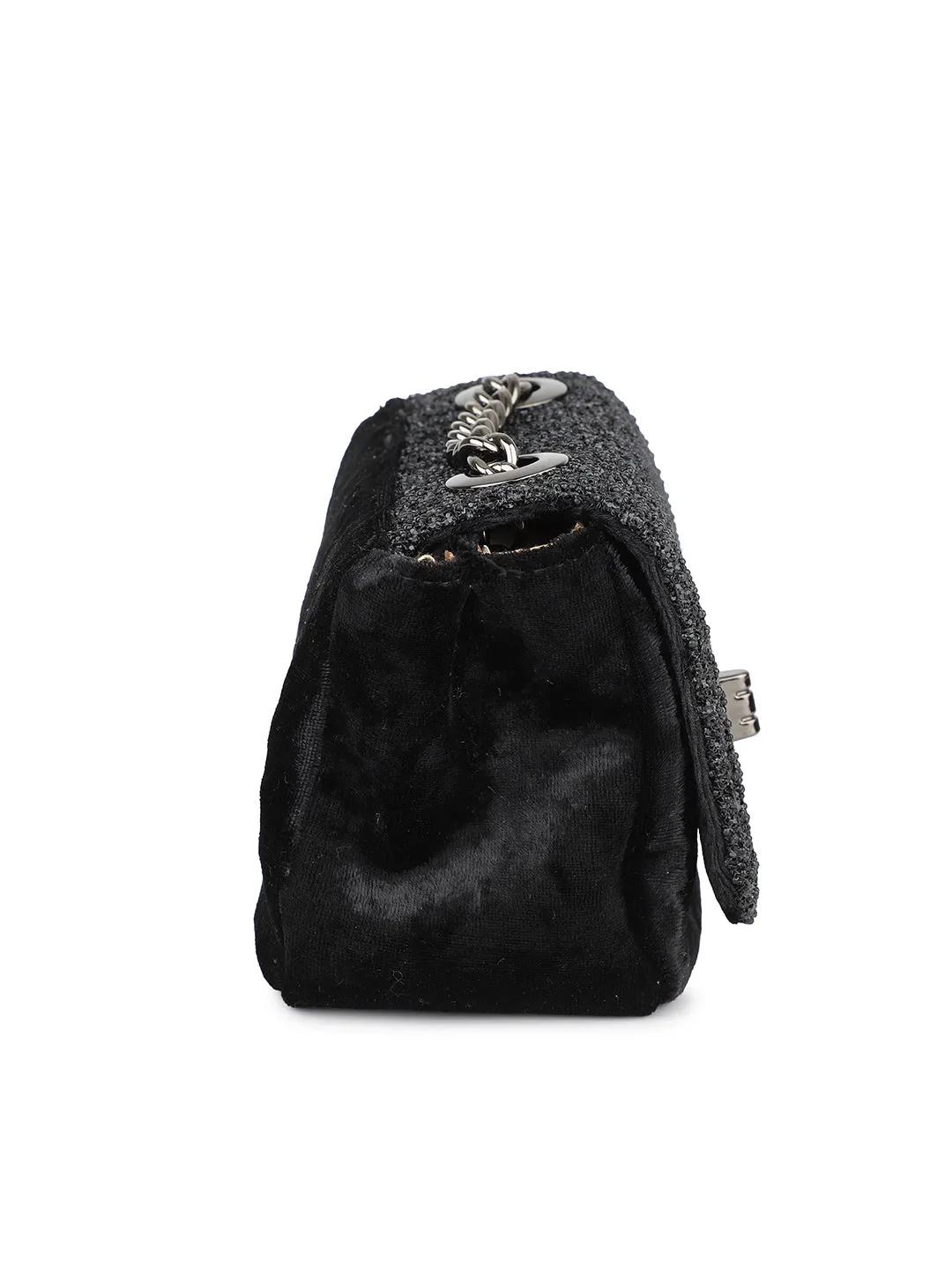 Women Black Embellished Sling Bag