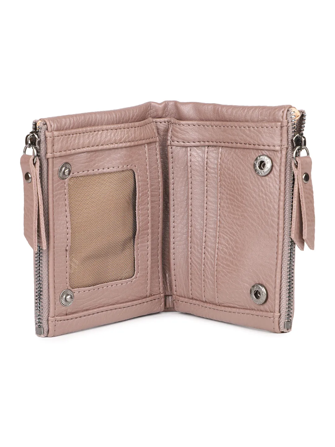 Women Brown Solid Zip Around Wallet