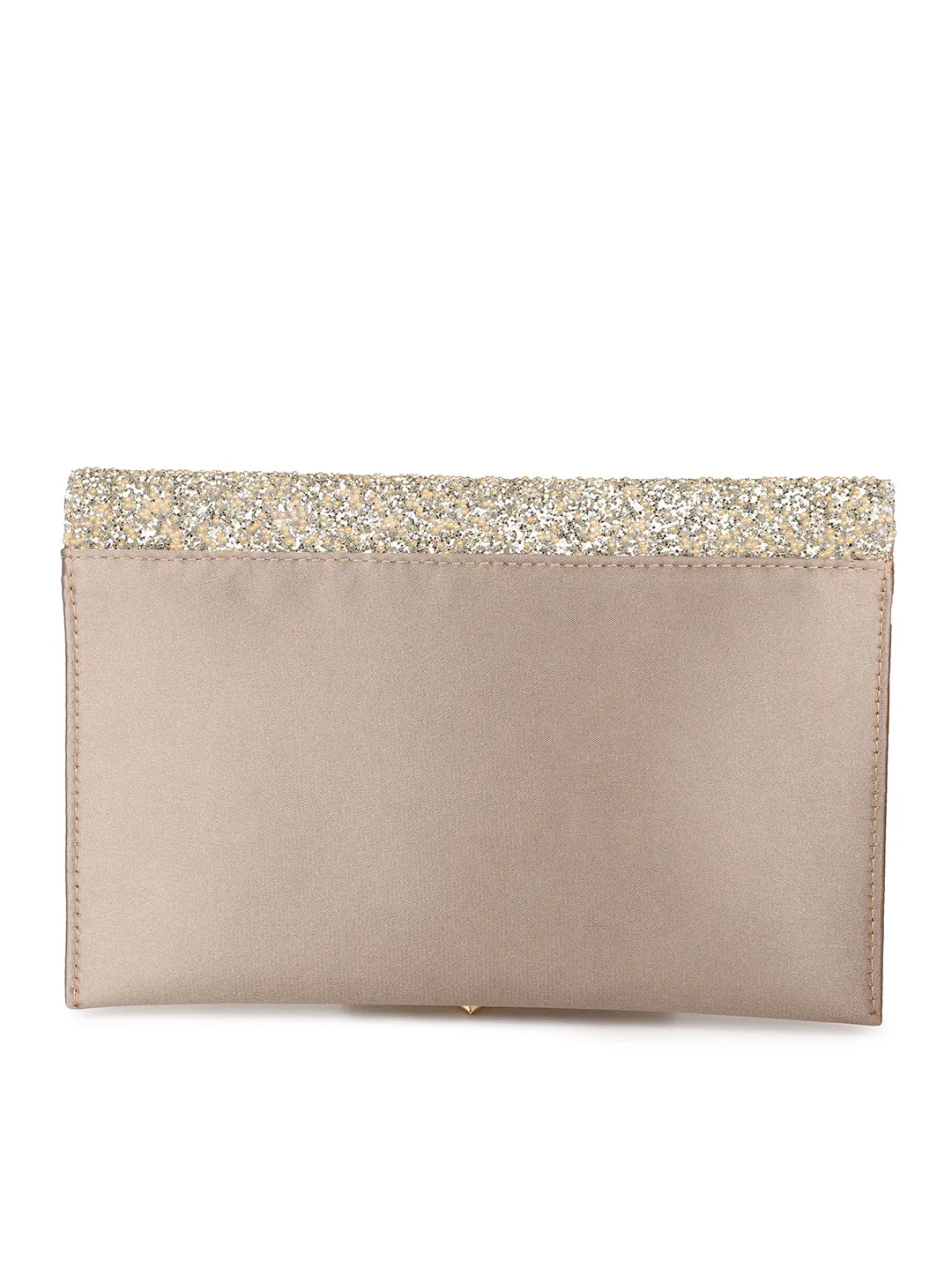 Women Gold Toned Embellished Envelope Clutch