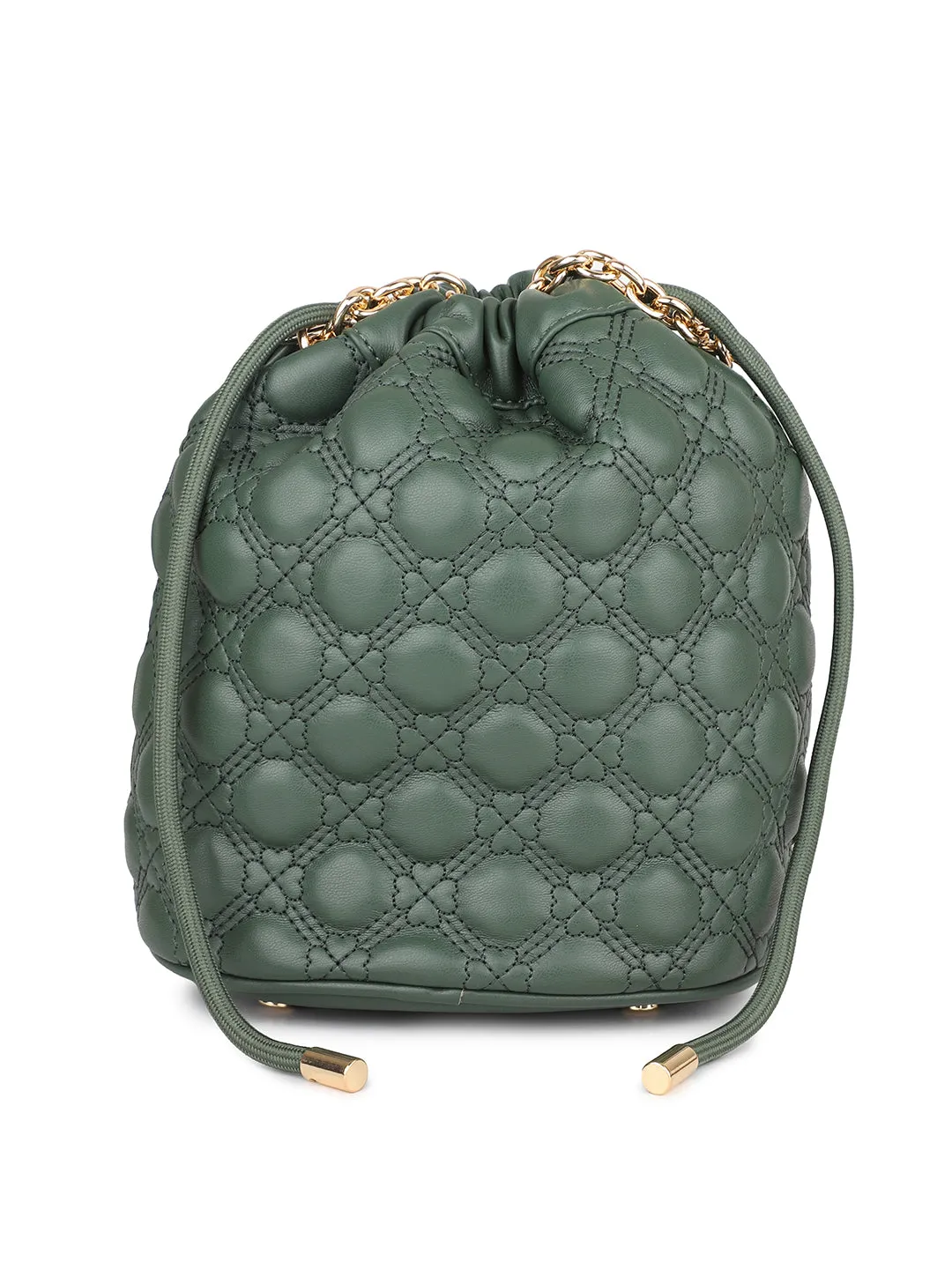 Women Green Textured Potli Bag